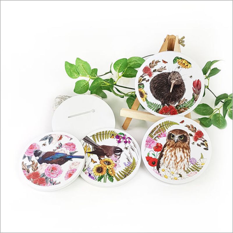 Vibrant 25cm round wall art featuring a fantail design, printed on durable foam PVC, perfect for indoor and sheltered outdoor use.