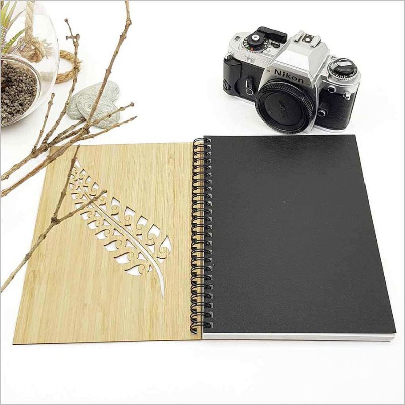 Eco-friendly Bamboo Journal with fern design, 160mm x 210mm, 110 pages of luxurious 110gsm cartridge paper.