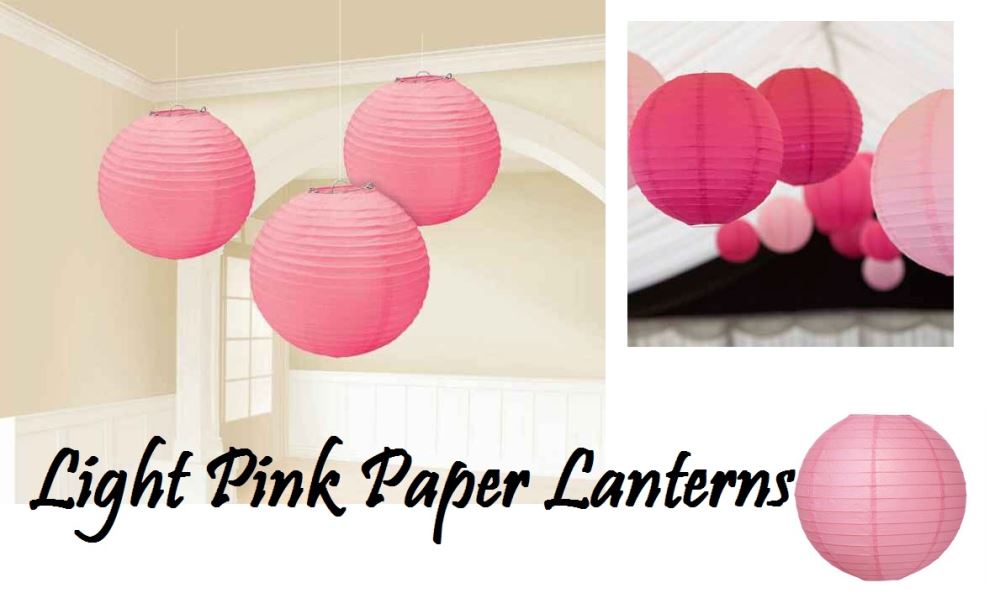 10 elegant 12" light pink paper lanterns for weddings and parties, featuring durable rice paper and easy light bulb clips.