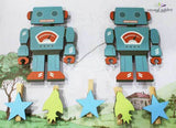 Playful robot-shaped MDF art piece, perfect for crafting, decorating, and inspiring creativity in kids and adults.