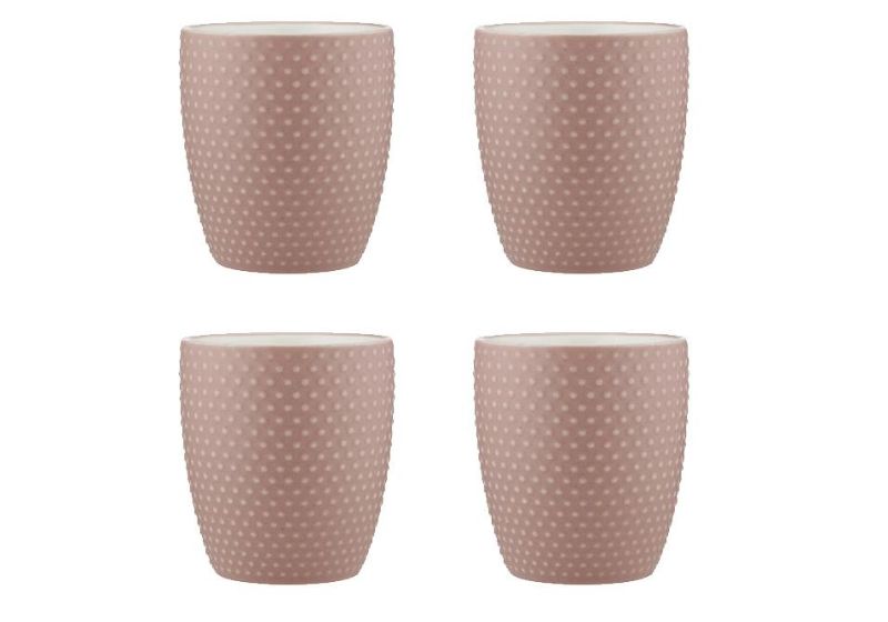 Set of 4 Abode pink sand tumblers with textured matte finish and glossy interior, perfect for stylish beverages.