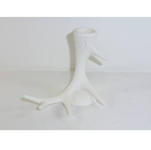 Porcelain candle holder featuring an elegant antler design, perfect for adding rustic charm to any decor.