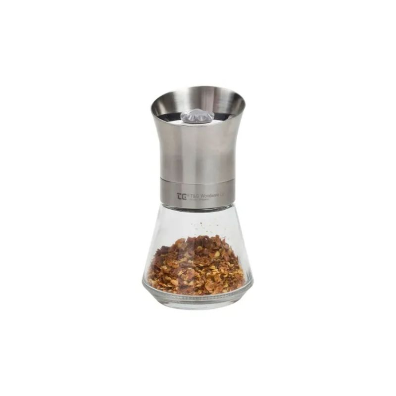 T&G Single Spice Mill in stainless steel, 125mm high, perfect for grinding herbs and spices with style and ease.