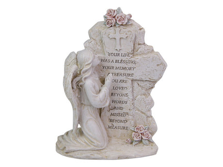 Insp. Kneeling Angel Plaque (20cm) features intricate details, perfect for adding serenity and elegance to any home decor.