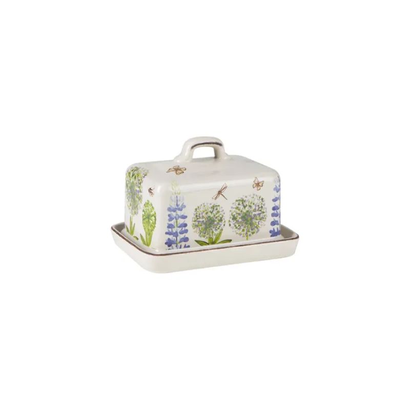 Charming Cottage Garden butter dish with floral design, 120mm diameter, perfect for fresh, spreadable butter.