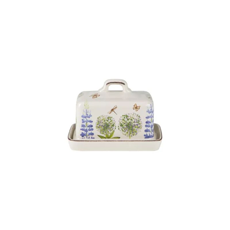 Charming Cottage Garden butter dish with floral design, 120mm diameter, keeps butter fresh and adds rustic elegance to your table.