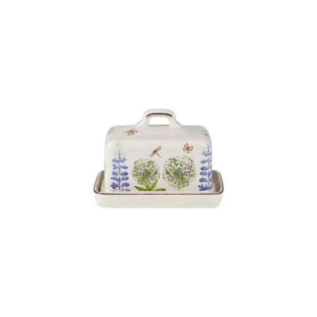 Charming Cottage Garden butter dish with floral design, 120mm diameter, keeps butter fresh and adds rustic elegance to your table.