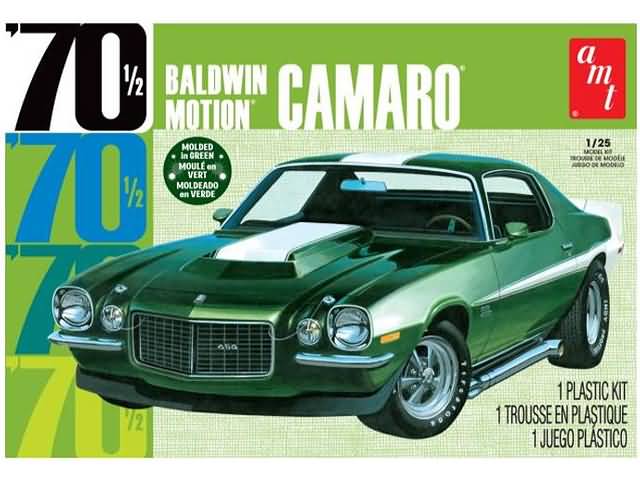 1/25 scale model kit of the 1970 Chevy Camaro, featuring unassembled parts for customization with glue and paint.