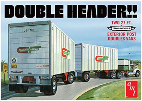 1/25 scale unassembled plastic kit of a tandem van trailer, perfect for model enthusiasts and collectors.