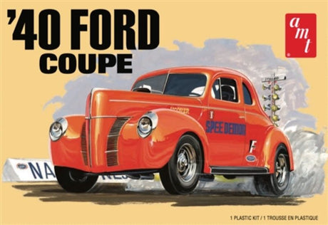 Detailed 1/25 scale model kit of a 1940 Ford Coupe, perfect for model building enthusiasts aged 10 and up.