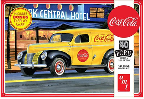 Detailed model kit of a 1940 Ford Sedan Delivery with Coca-Cola theme for hobbyists aged 10 and up.