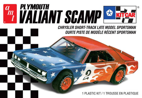 Detailed 1/25 scale plastic model kit of the Plymouth Valiant Scamp, perfect for hobbyists and car enthusiasts.