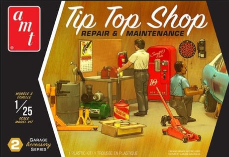 Detailed unassembled 1/25 Garage Accessory Set featuring realistic tools and shelves for model dioramas and automotive scenes.