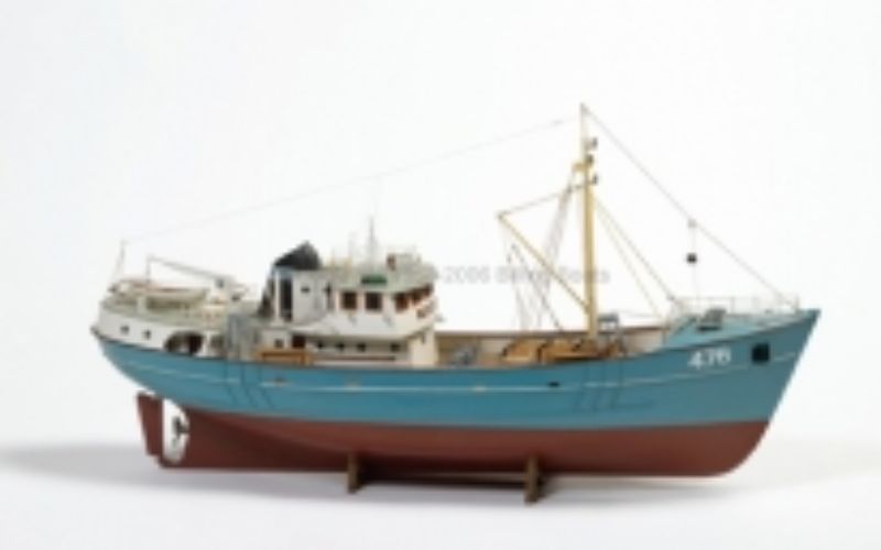 Detailed 1/50 scale wooden model kit of the Nordkap, a North Sea trawler, showcasing authentic craftsmanship and historical significance.