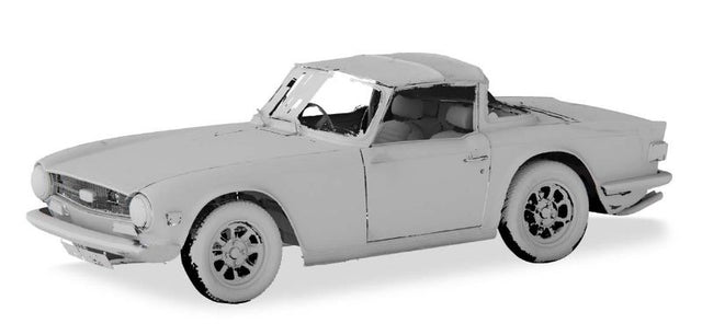 1/43 diecast model car of the Triumph TR6 in striking Damson color, capturing its classic British sports car elegance.