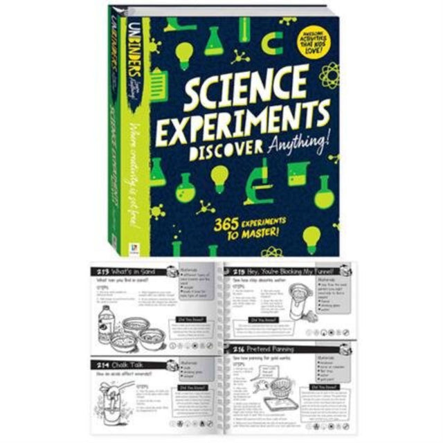 A colorful science experiment guide featuring 365 engaging activities for learning and discovery in science.