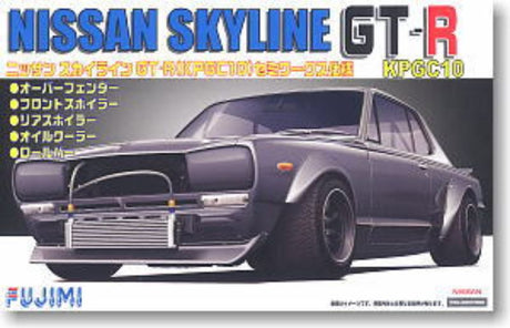 Plastic model kit of the Fujimi 1/24 Skyline GT-R (KPG10), designed for building detailed replicas for hobbyists aged 10+.