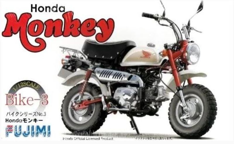 Fujimi 1/12 Honda Monkey Motorbike plastic kit, perfect for customizing and building detailed motorcycle models.