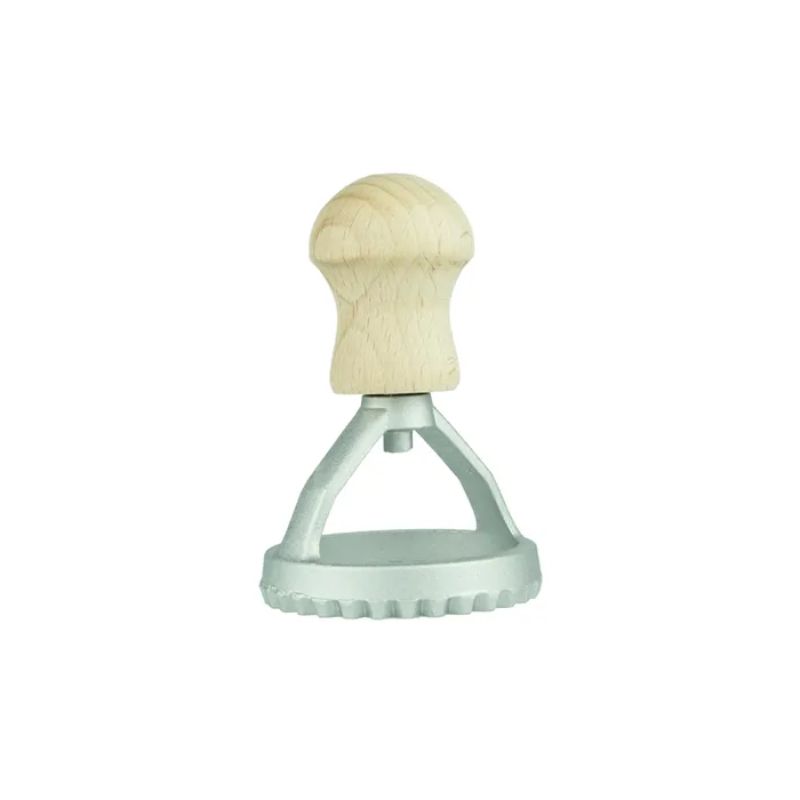 Round Ravioli Cutter (55mm) with beechwood handle for precise pasta shaping and easy filling of meats, cheeses, or veggies.