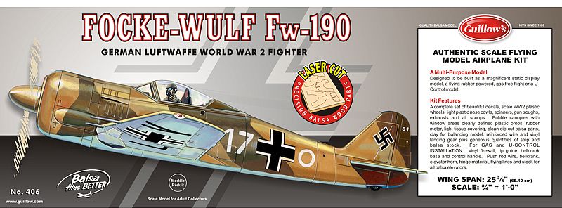 Balsa Glider Kit - 1/16 Focke-Wulf Fw-190