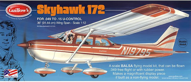 Balsa Glider Kit of 1/16 Cessna Skyhawk, 36-inch wingspan model for easy assembly and custom painting, ideal for beginners.