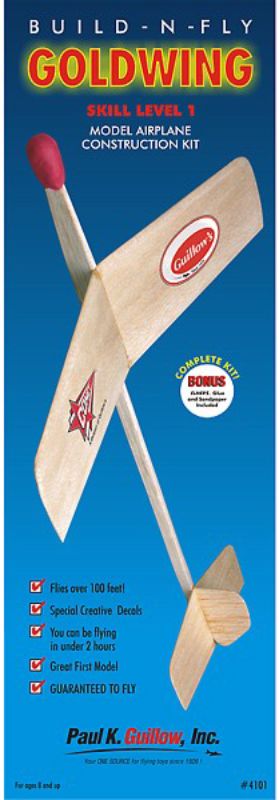 Balsa Glider Kit GUI 1401, 11" wingspan, unassembled kit for beginners, promotes creativity and model building skills.