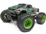 Radio control truck with custom 'geometric' design, 4WD, and powerful brushless motor for off-road adventures.