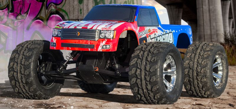 1/10 Jumpshot MT V2.0 RC truck featuring powerful motor, durable chassis, all-terrain tires, and stylish graphics for off-road adventures.