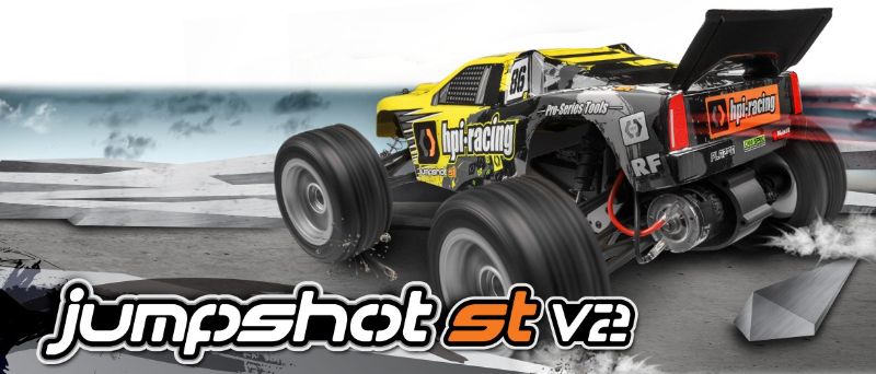 1/10 Jumpshot ST V2.0 RC truck featuring a durable aluminum chassis, waterproof ESC, and all-terrain tires for off-road performance.