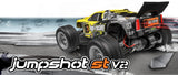 1/10 Jumpshot ST V2.0 RC truck featuring a durable aluminum chassis, waterproof ESC, and all-terrain tires for off-road performance.