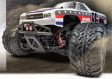 1/10 Savage XS Flux El Camino RC truck with brushless motor, waterproof design, and detailed Chevy body for off-road fun.