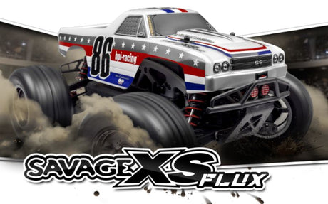 1/10 Savage XS Flux El Camino RC truck, featuring high-speed brushless motor, durable design, and detailed Chevrolet replica body.