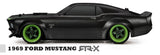 Detailed radio control 1/10 RS4 S3 '69 Mustang model with racing wing, authentic decals, ready to race or display.