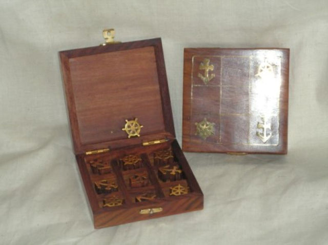 Nautical-themed Tic Tac Toe set in a stylish box, perfect for indoor and outdoor game nights.
