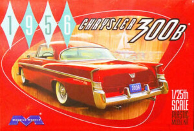 Detailed plastic model kit of the 1956 Chrysler 300B, perfect for car enthusiasts and hobbyists aged 10 and up.