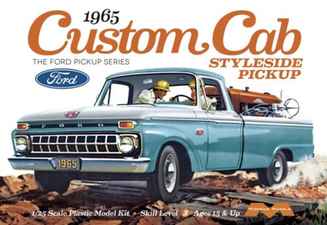 1/25 scale model kit of a '66 Ford F-150 Custom Cab from Moebius Models, designed for creative builders aged 10 and up.