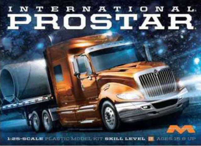 1/25 scale plastic model kit of the Moebius International Prostar Truck, detailed and unassembled for custom building.