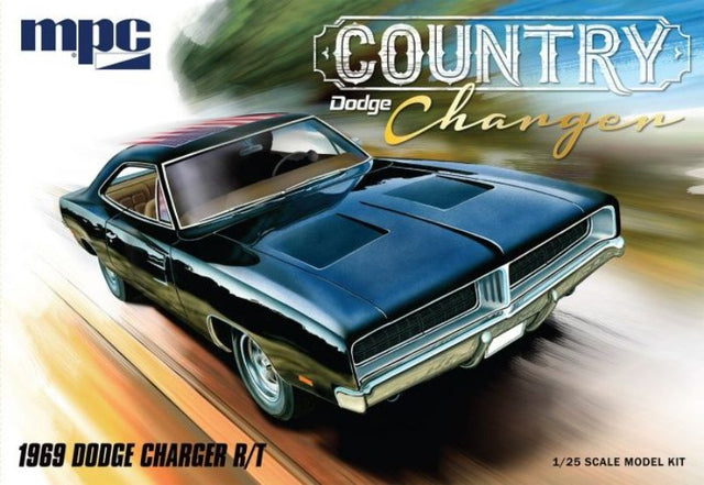 Detailed 1/25 scale plastic model kit of the iconic 1969 Dodge Charger, perfect for modeling enthusiasts aged 10 and up.