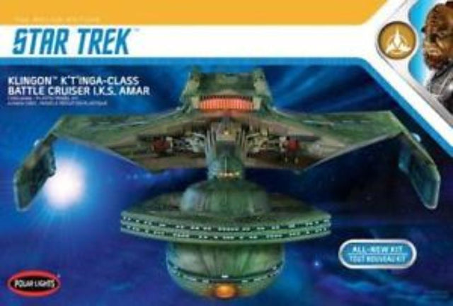 1/350 scale Klingon K't'inga model kit from Star Trek, perfect for collectors and hobbyists to assemble and paint.