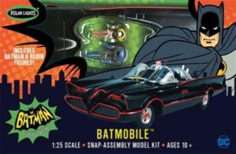 Detailed 1/25 scale model kit of the iconic 1966 Batmobile, perfect for hobbyists and collectors to assemble and customize.