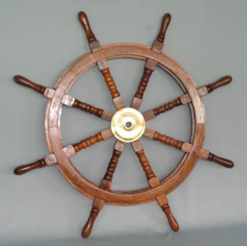 Ornament - Wood Ships Wheel (93cm)