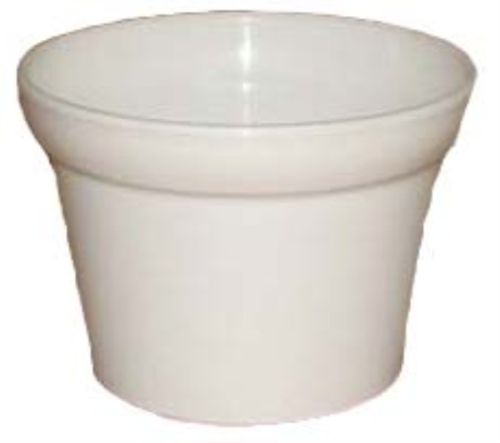 White plastic pot, 17cm diameter, 12cm height, ideal for indoor/outdoor plants, lightweight and durable for gardening.
