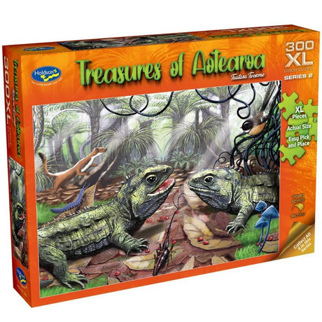 Vibrant 300XL piece puzzle illustrating native New Zealand wildlife, designed for children’s learning and creativity.