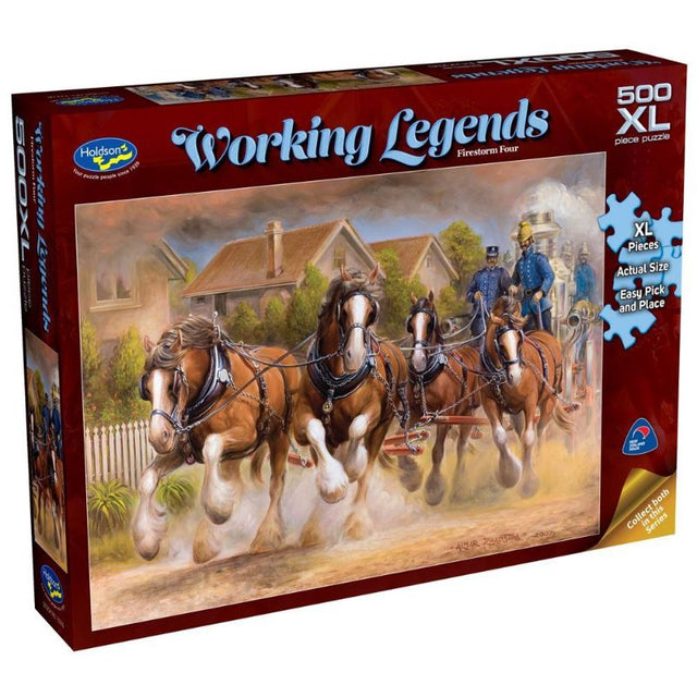 Puzzle featuring the charming artwork of Clydesdale horses in Australian history, perfect for family fun and easy handling.