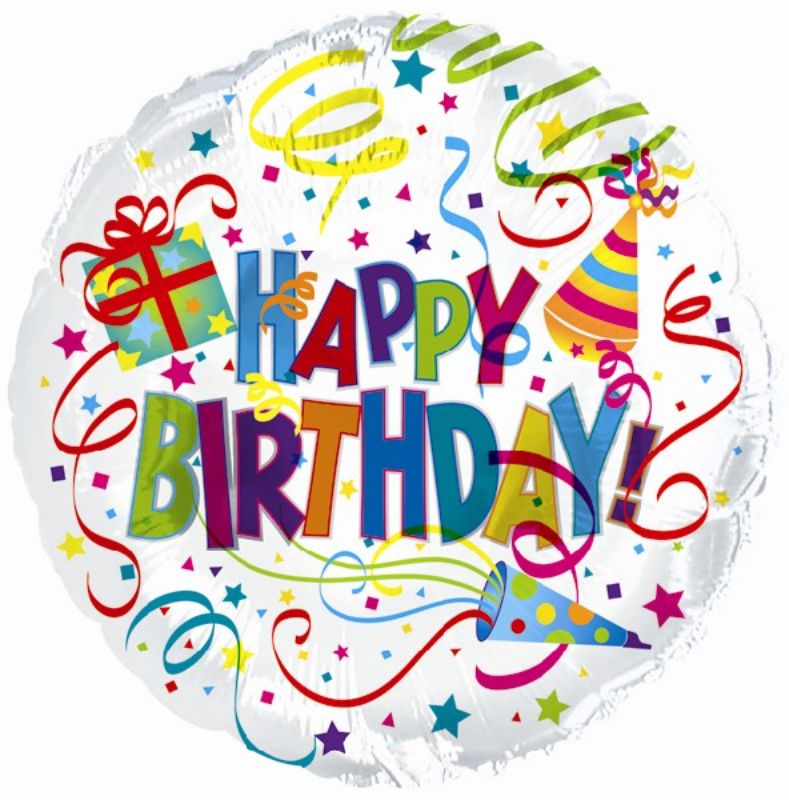 Vibrant 18in HBD Party Hat & Horn Balloon, perfect for adding fun color and excitement to birthday celebrations.