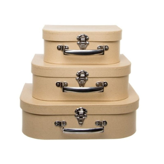 Kraft suitcase gift boxes set of 3 in various sizes, perfect for stylish gift presentation for any occasion.