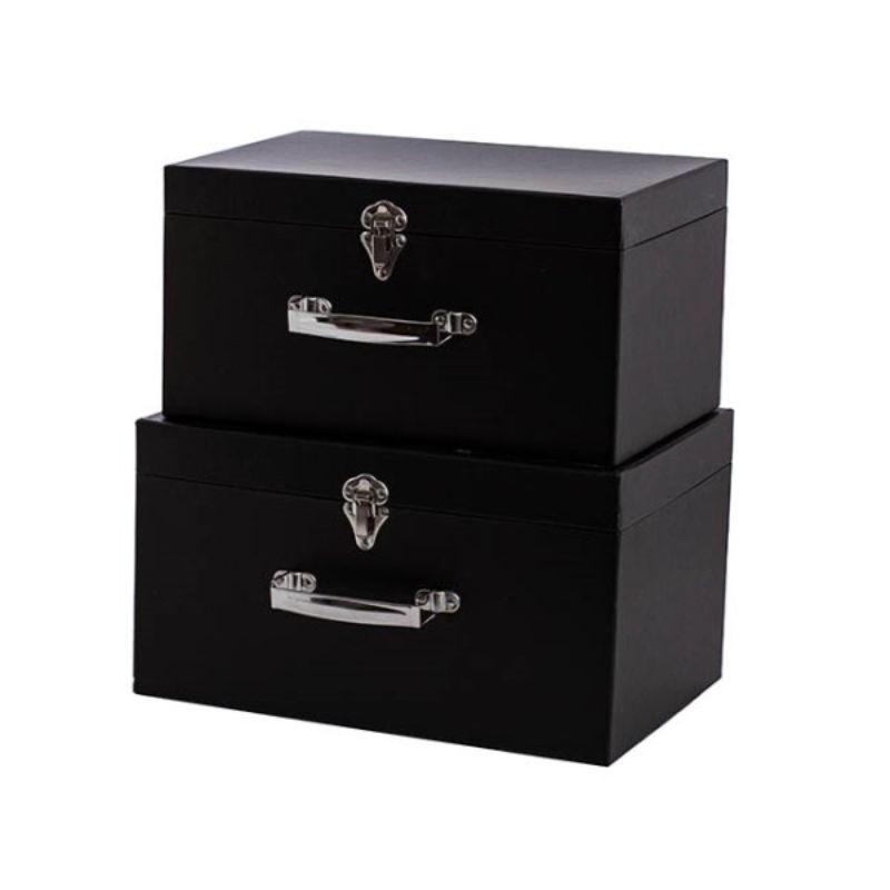 Elegant black suitcase hamper gift boxes set of 2, perfect for stylish gifting and organized storage.