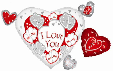 Vibrant 18in red HUGS & KISSES balloon, perfect for expressing love on Valentine's Day or any romantic occasion.