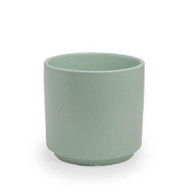 Matte sea foam ceramic pot, 17.5cm tall, ideal for indoor/outdoor plants, blending style and functionality beautifully.