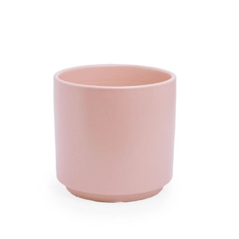 Chic matte pink sand ceramic pot, perfect for succulents and houseplants, featuring a drainage hole for optimal growth.